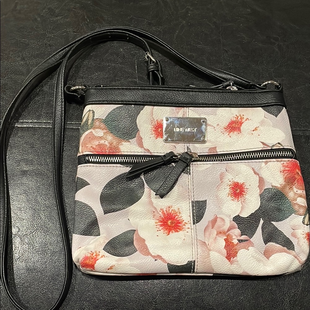 Nine West Floral Crossbody Bag - Black and Pink